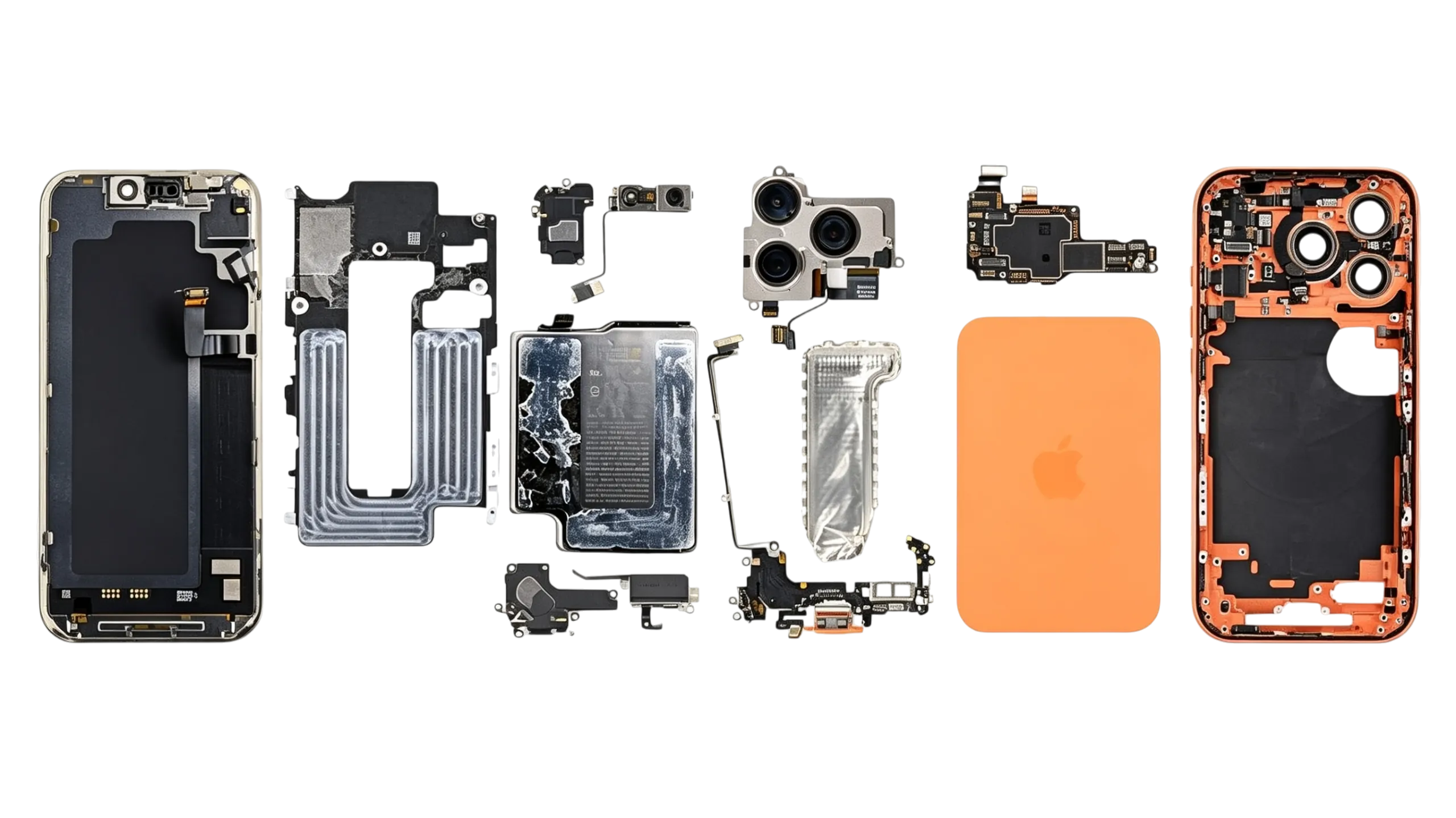 Partes de celular organizadas para repuesto
